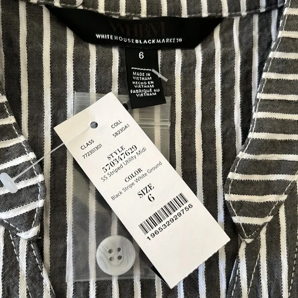 White House Black Market Gray and White Striped Utility Midi Dress - Picture 16 of 16